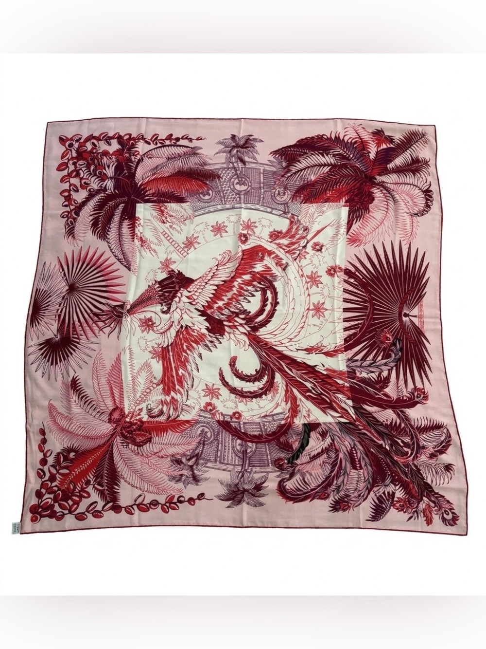 HERMES PINK MYTHIQUES PHOENIX COLORIAGE CASHMERE 140